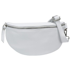 SH Leder ® Karla G359 Real Leather Waist Bag for Women Men Unisex Belt Bag for Festival Travel Bum Bag Medium Crossbody Bag Women Leather Bag 27 x 15 cm, White, M