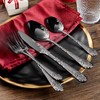 Fivent Floral Damask Rose Black Cutlery Set - 20 pcs