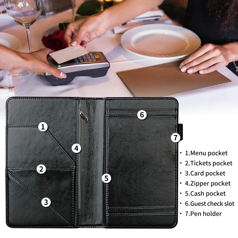 Server Book Organizer, Cartoon Cat Server Books for Waitress, PU