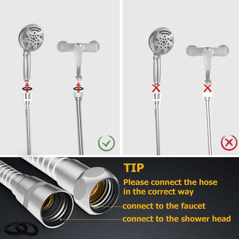 ACEFY Shower Head, Water-Saving, 1 Jet Type, Hand Shower, Solid