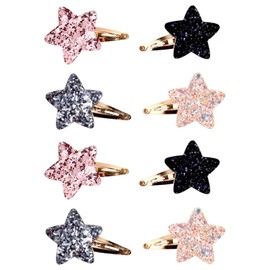 Pack of 8 Children's Hair Pins, Cute Star Hair Clips, Sequin Hair Clips, Children's Hair Pins, Star Hair Accessories, Snap Hair Clips, Sparkling Hair Clips for Girls