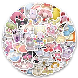 100Pcs Sanrio Stickers, Mymelody&Kuromi Cinnamoroll Pompompurin Keroppi Pochaco Decals for Teens Girls Adults, Cute Cartoon Stickers Packs for Laptop Skateboard Bike Guitar Laggage
