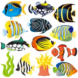 Tropical Fish Cutouts 46 Pack Paper Colorful School Classroom Supplies Decoration Ocean Sea Animal Cutouts Accents Tropical Fish Accents Cutouts with Glue Point Dots for Bulletin Board Decor…
