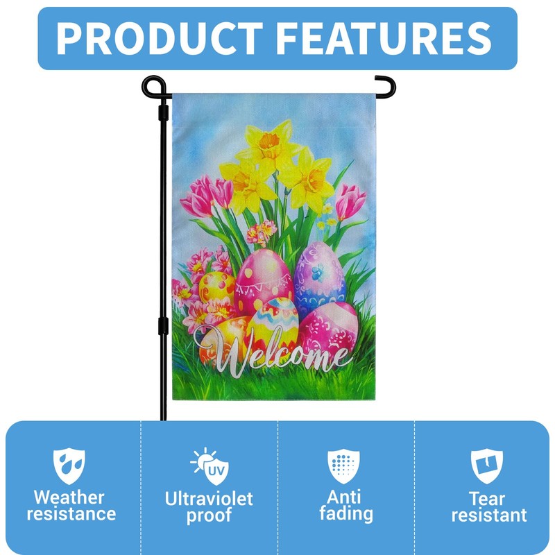 Flagpark Easter Garden Flag 12X18 Inch Double-Sided, Happy Easter Decorations