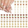85 Pcs Gold Nail Charms,Nail Gems and Charms, Hearts, Cherries,