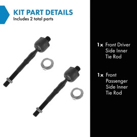 TRQ Front Inner Tie Rod Set Compatible with 2006-2012 Ford Fusion 2007-2012 Lincoln MKZ 2006 Zephyr 2006-2009 Mercury Milan
