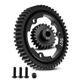 50T M1.0 Harden Steel Main Spur Gear with 23T Pinion Motor Gear Fit for Traxxas 1/10 Maxx 1/10 E-REVO 2.0 VXL 1/5 X-Maxx 1/7 XO-1 1/6 XRT Replace 6481X Hot Racing Spur Gear RC Cars Spare Parts