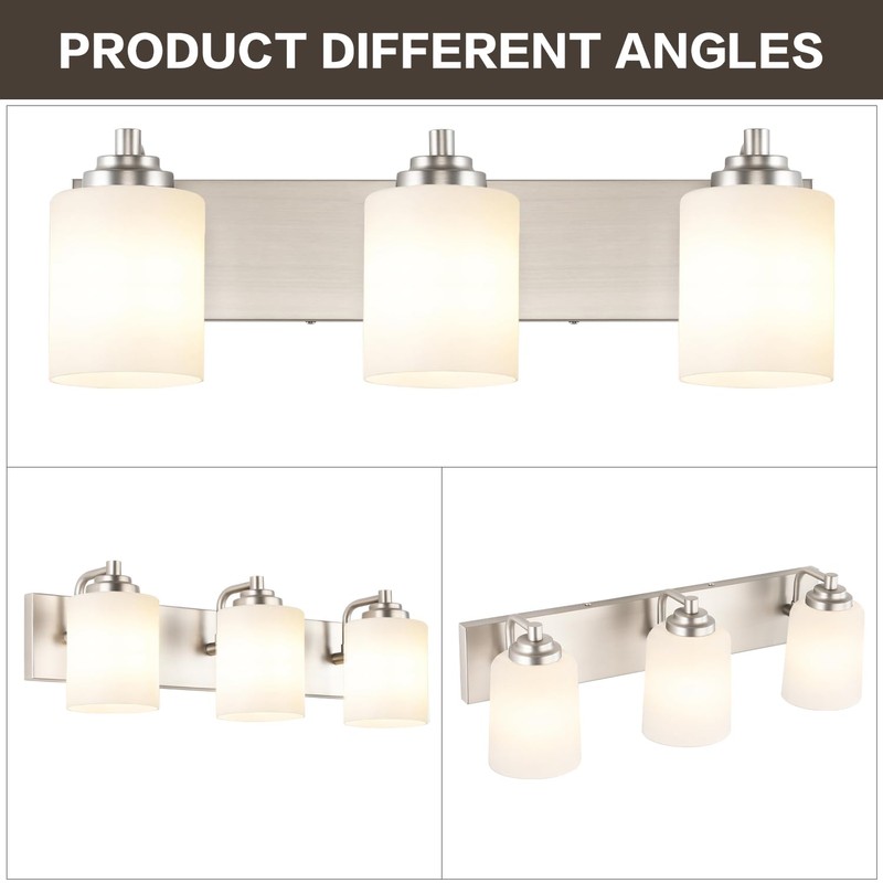 SOLFART Modern Brushed Nickel 3 Light Vanity Sconces for Bathroom,