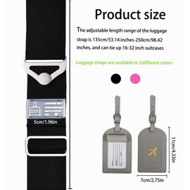 Travel Luggage Belt Strap for Suitcase Add a Bag, 1Pc 2-in-1 Luggage Straps Travel Belt for Luggage Over Handle,Adjustable Luggage Straps with Tag,Luggage Bungee Strap for Carry On Bag,Rose