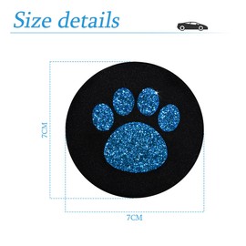 CGEAMDY 2 Pack Car Cup Holder Coasters, 7 CM Bling Glitter Rhinestone Paw Print Cup Coaster, Rubber Non-Slip Insert Auto Drink Mat, Universal Car Interior Accessories for SUV, Truck, RV (Blue)