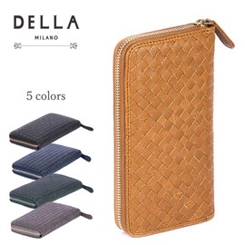 [DELLA] Ototo Genuine Leather Hand-woven Intrecciato Long Wallet, Large Capacity for Passbooks, gray