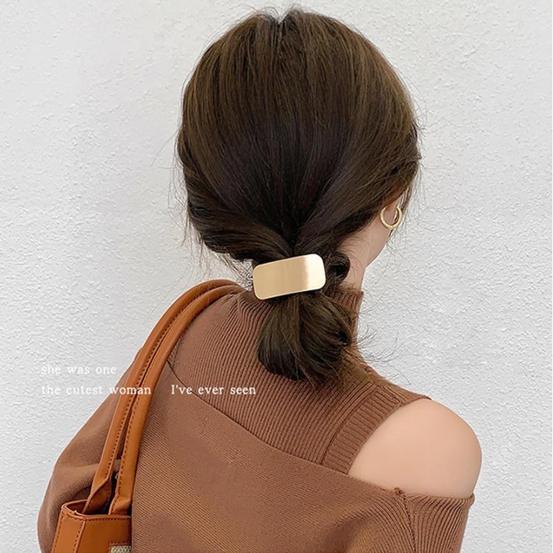 Rectangle Metal Hair Ties Elastic Ponytail Holder Stretch Hair Bands