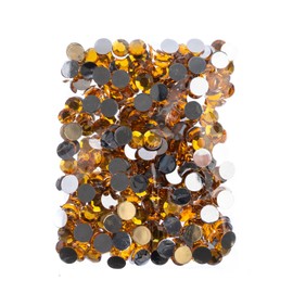 John Bead - 400 piezas de 12 mm (SS50), color dorado, acrílico redondo con parte trasera plana para hacer joyas, manualidades, arte de uñas, maquillaje facial, ropa