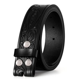 SUOSDEY Western Leather Belt Strap, Cowboy Cowgirl Belt for Men Women without Buckle Country Belt black