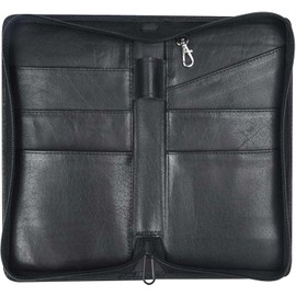 Trowik Family Leather Passport Holder for 5 with Zipper Closure, Pen Loop, Boarding Pass Pocket, and Key Hook - Travel Organizer Wallet for Secure and Convenient Travel (Black)