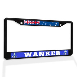 Fastasticdeals Metal Insert License Plate Frame Wanker Britain English England Weatherproof Car Accessories Black 2 Holes Solid Insert