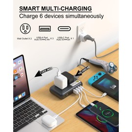 220V to 110V Voltager Converter, 230W Universal Travel Adapter with 4 USB Ports, 2 Outlets and EU/US/UK/AU/in Plug Power Converter Adapter Combo, Step Down Converter for Curling Iron,Gray