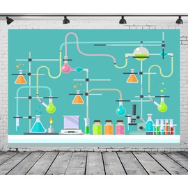 Loccor 5x3ft Fabric Chemical Lab Backdrop Blackboard Chemical Elements Scene Setter Online Teaching Background for Students Mad Scientist Birthday Party Graduation Video Decor Laboratory Banner