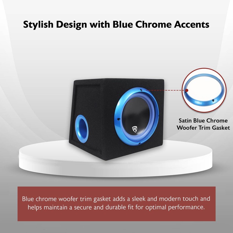 Rockville RVB8.1A 8 Inch 300W Powered Car Subwoofer/Sub Enclosure Box,