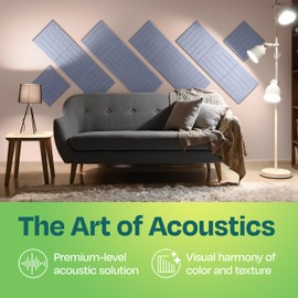 Ekkogo Acoustic Panels 12-Pack Soundproof Wall Panels 12"x12"x0.4" Decorative Sound Dampening for your Home, Office, Studio, Bedroom & More with Unique LineWave Carving [Dusky Gray]