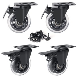 Hirate 3 inch Top Plate Casters, 4 Pack Heavy Duty Swivel Caster with Safety Dual Locking No Noise Polyurethane Replacement for Moving Home Furniture Table Dolly