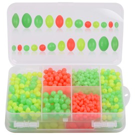 JSHANMEI Fishing Beads Assortment Set 1000pcs Fishing Bait Eggs Soft Plastic Oval Round Shape Glow Beads Mix Color Fishing Tackle Fishing Rig Bead Saltwater