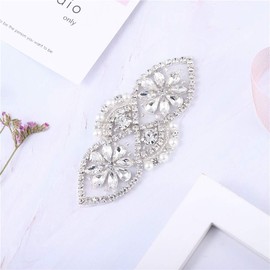 Silver Rhinestone Applique Crystal Belt Wedding Bridal Sash Pearls 2 Packs