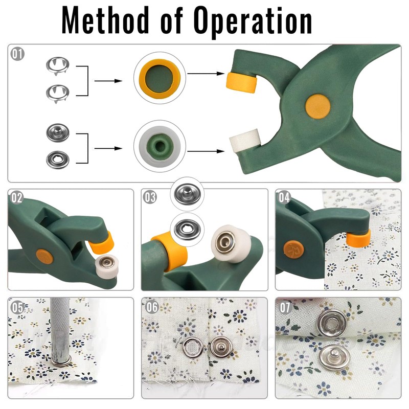 rietegio Snap Button Fastener Kit 250 Sets Poppers Fasteners with