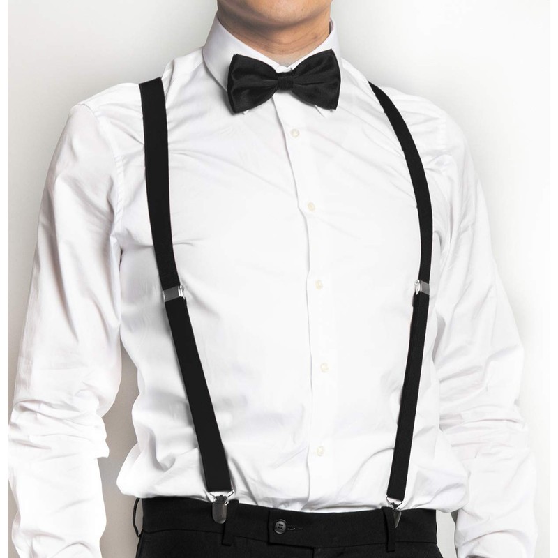 axy Men's Braces with Bow Tie - 4 Strong Clips