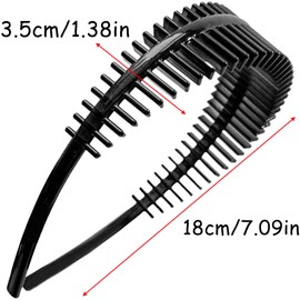 2Pcs Women Headbands with Teeth, Elastic Wide Headband Headband Non Slip Hair Band for Women Men Washing Face Sport Party, Black