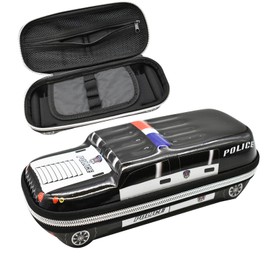 Lopenle Cool SUV Police Car Pencil Case Large Capacity Pencil Box Novelty Pencil bag Storage box Black Waterproof Made of EVA Material…