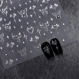 Star Nail Art Stickers Decals, Silvery Star Nail Stickers for Nail Art, 5D Embossed Nail Decals Silvery Manicure Supply for Women Nails Decoration