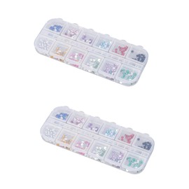 Healvian 2pcs Nail Art Decorations Mixed Glitter Rhinestones Flat Back Shiny Stones for Nail Designs