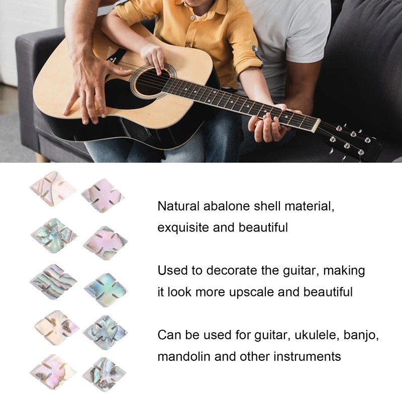 10 Pcs Guitar Fingerboard Inlay Abalone Shell Exquisite Beautiful Fretboard