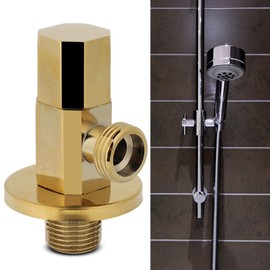 Cikonielf Angle Valve 1/2" Thread Bathroom Brass Gold Angle Stop Valve Water Control Valve Faucet Angle Valve Rust Proof