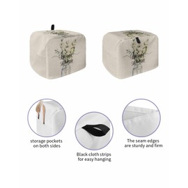LaBLUUX Toaster Dust Cover with Pockets, Rustic Spring Sweet Home Green Eucalyptus Leaves Beige Soft Washable 2 Slice Toaster Cover, Dust-proof, Stain-proof, Water Repellent, Polyester