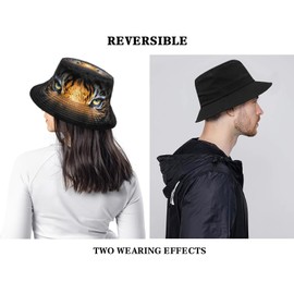 Tiger Bucket Hats Beach Sun Hat for Women Men Teens Outdoor Travel Reversible Fishing Hat