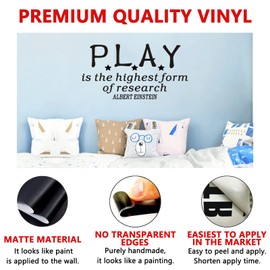 Wall Stickers, Wall Stickers for Bedrooms for Boys, (Easy to Install), Teen Kids Girl Baby Quotes for Playroom Nursery, Home Vinyl Art Family Decor Word, Play is The Highest Form of Research 28.6"X15"