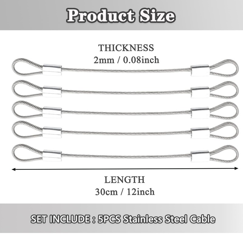 Stainless Steel Cable with Loops, Vinyl Coated Wire Rope Lanyard