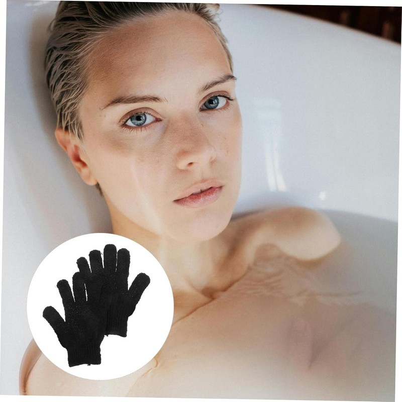 VALICLUD Guantes de Baño Exfoliantes Negros de Doble Cara -