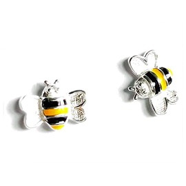 Iszie 925 Sterling Silver Cute Little Bee Enamel Stud Girls Women's Earrings