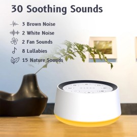 Brownnoise Brown Noise Sound Machine with 30 Soothing Sounds 12 Colors Night Light White...