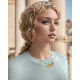 Jewboo Raw Citrine Plated 14K Gold Necklace for Women Men Figaro Link Chain Toggle Clasp T-Bar Crystals and Healing Stones Men's necklaces Bring Wealth and Luck