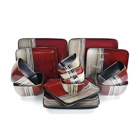 Elama 16 Piece Double Bowl Stoneware Dinnerware Set with Service for 4, Downtown Loft