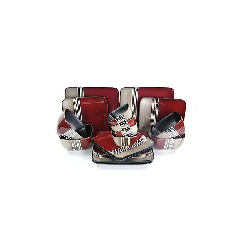 Elama 16 Piece Double Bowl Stoneware Dinnerware Set with Service