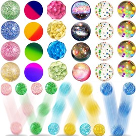 T-Antrix 24 Pcs Bouncy Balls for Kids, 6 Styles 32mm Assorted Rubber Bounce Balls for Birthday Party Favors, Goodie Bag Fillers, Basket Stuffers, Easter Gift Bag Stuffers, Classroom Prizes