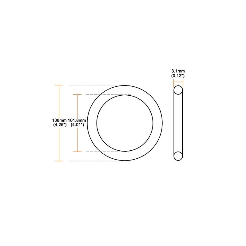 sourcing map Metric Nitrile Rubber O-Rings Seal 108 mm OD