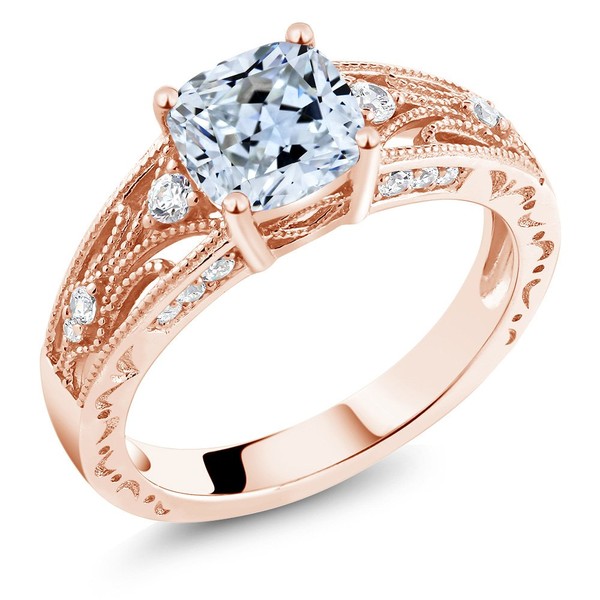 Gem Stone King 18K Rose Gold Plated Silver 7MM Cushion