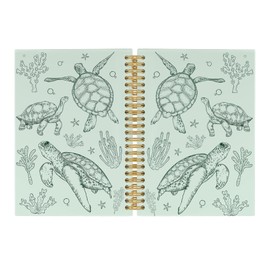 Pugwak Sea Turtle Journal Notebook - Ocean Sea Life Coastal Themed Aesthetic Notebooks College Ruled for Office School Classroom, Gifts for Women Girls Kids, Hardcover Spiral Notebook 5.5"x8.3"