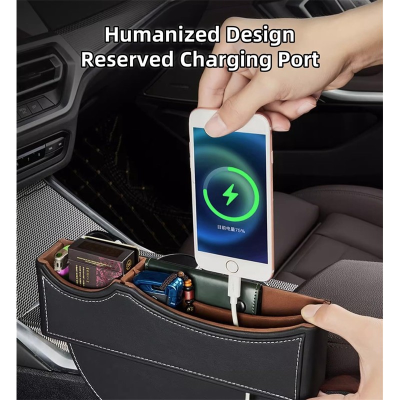 Car Seat Gap Organizer Large Capacity Leather Storage Box with